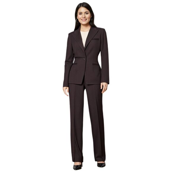 Anne Klein Brown Career Pant Suit Size 6 - Picture 1 of 17